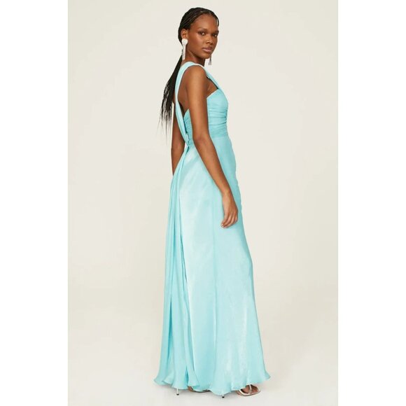Badgley Mischka Blue Draped One-Shoulder Evening Gown – Women’s Size 8 - Picture 3 of 10